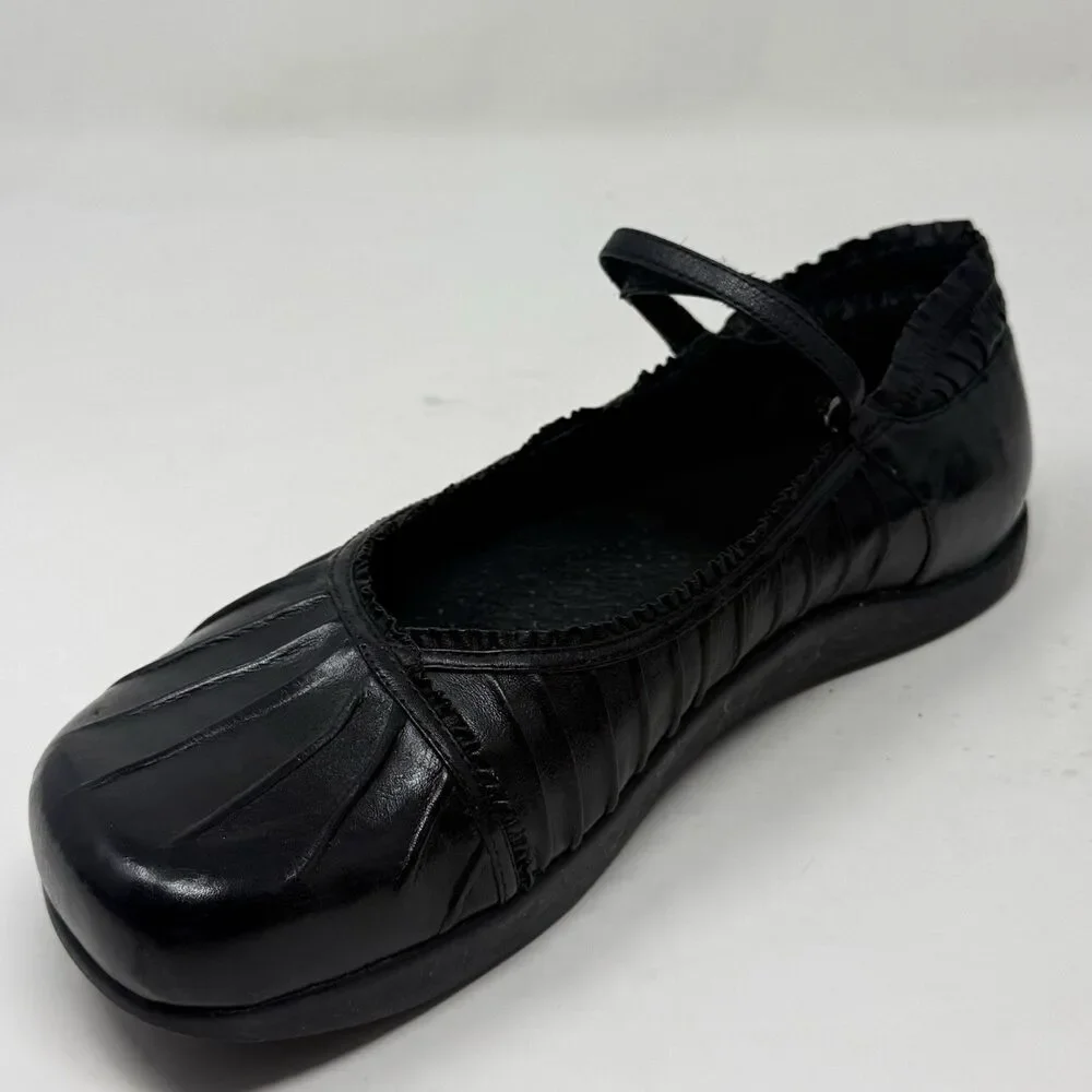 Earth Kalso Pirouette 3 Shoes Womens 9.5 Black Leather Mary Jane Scalloped Boho